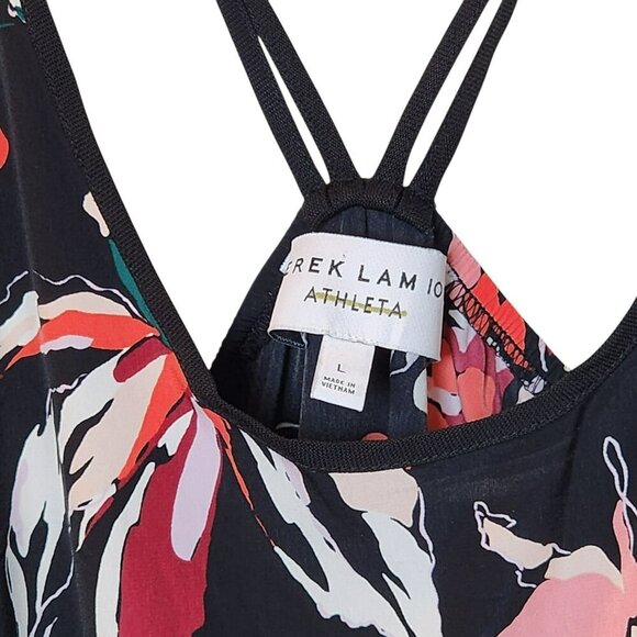 Derek Lam 10 Crosby Athleta Floral Sleeveless Dress Women’s Large Black Red EUC - Picture 9 of 10